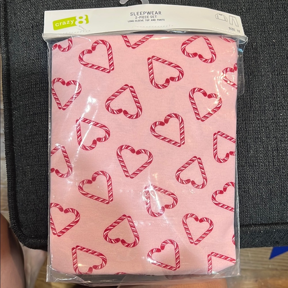 Crazy 8 Pink and Red Heart Pajama Set Brand New in package. Size 12